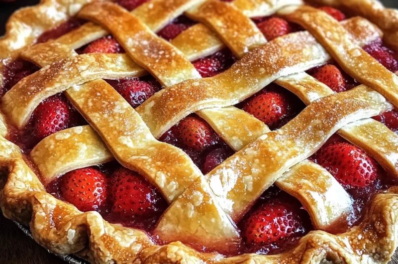 Homemade Strawberry Rhubarb Pie Recipe with Easy Butter Lattice Crust