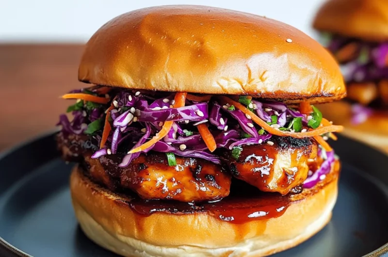 Korean BBQ Chicken Sandwich with Zesty Cabbage Slaw Bliss