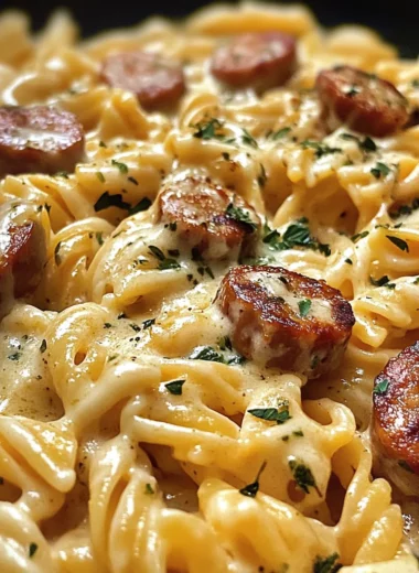 One-Pan White Cheddar Ranch Sausage Magic Pasta
