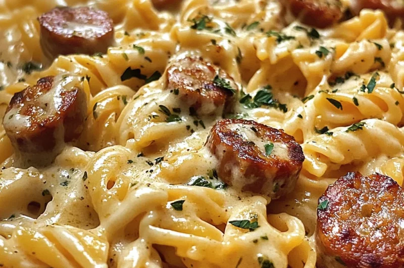 One-Pan White Cheddar Ranch Sausage Magic Pasta