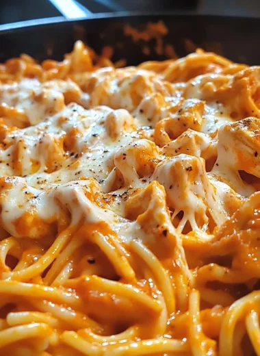 One-Pot Honey Butter Buffalo Chicken & Mozzarella Pasta