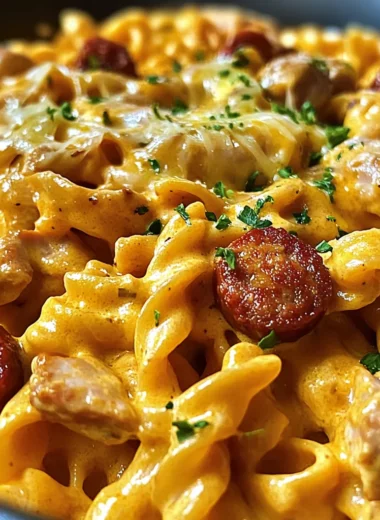 One-Pot Smoky Cheddar Ranch Chicken & Sausage Pasta