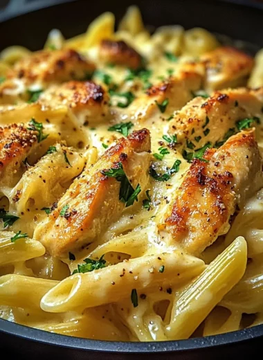 One Pan Bold Garlic Butter White Cheddar Chicken Pasta