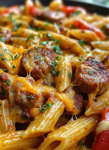 One Pan Smoky Ranch BBQ Sausage Penne