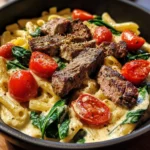 One Pot Creamy Ranch Cajun Steak Pasta