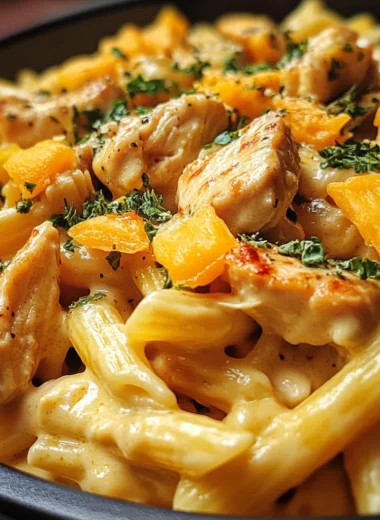 One Pot Spicy Ranch Cheddar Chicken Pasta
