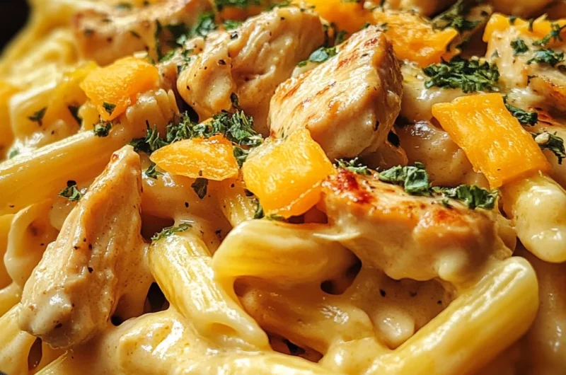 One Pot Spicy Ranch Cheddar Chicken Pasta