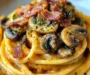 Pumpkin & Mushroom Spaghetti with Crispy Bacon
