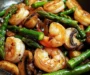 Shrimp and asparagus stir-fry with mushrooms