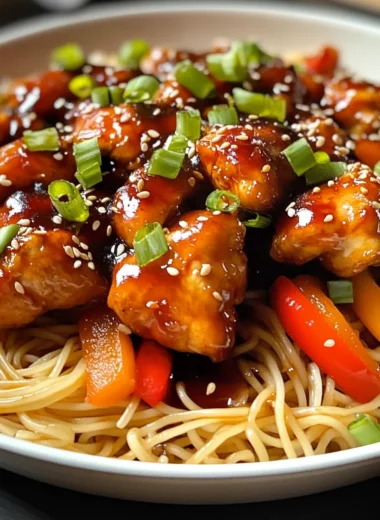Spicy Honey Sriracha Chicken with Noodles