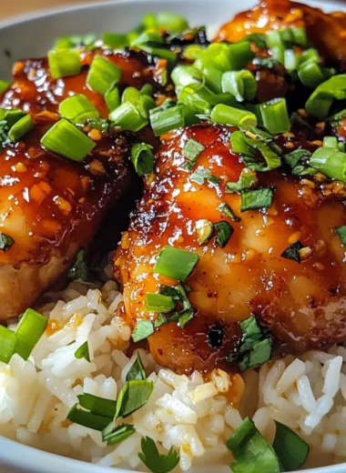 Sticky Honey Garlic Buffalo Chicken Rice