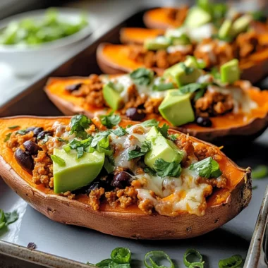 Sweet Potato Boats with Ground Turkey and Black Beans