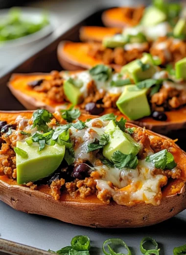 Sweet Potato Boats with Ground Turkey and Black Beans