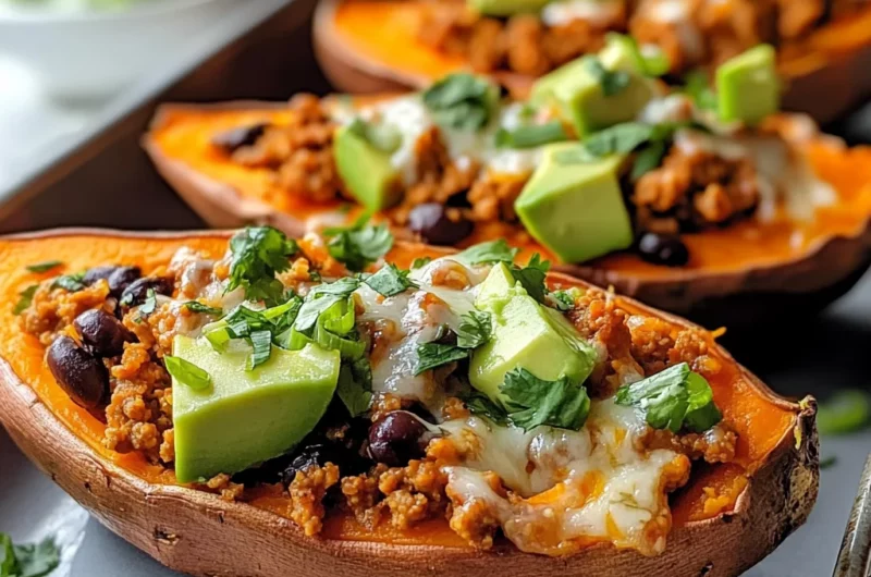 Sweet Potato Boats with Ground Turkey and Black Beans