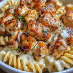 Twisted Pasta with Honey Garlic Chicken and Parmesan Cream