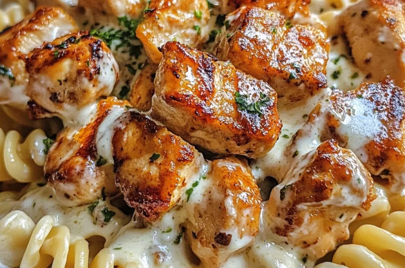 Twisted Pasta with Honey Garlic Chicken and Parmesan Cream