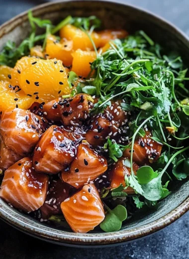 COFFEE AND CITRUS SALMON POKE BOWL