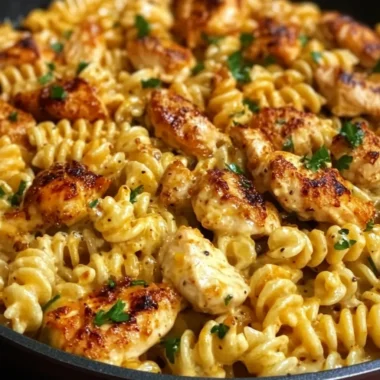 Cheesy Cajun Garlic Chicken Rotini Skillet