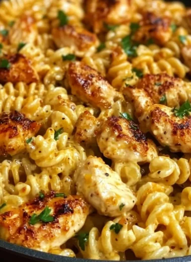 Cheesy Cajun Garlic Chicken Rotini Skillet