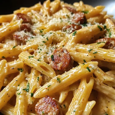 Creamy Garlic Butter Cajun Sausage Penne