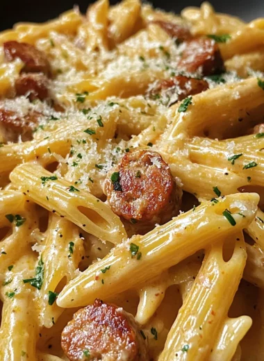 Creamy Garlic Butter Cajun Sausage Penne