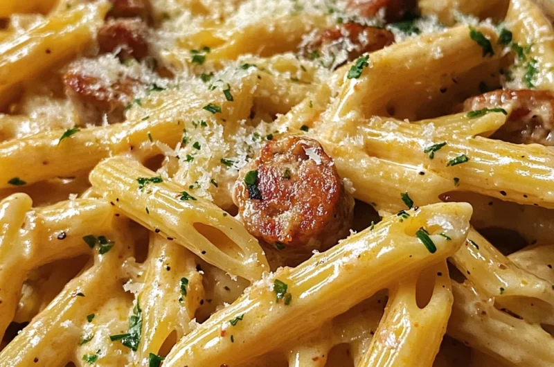 Creamy Garlic Butter Cajun Sausage Penne