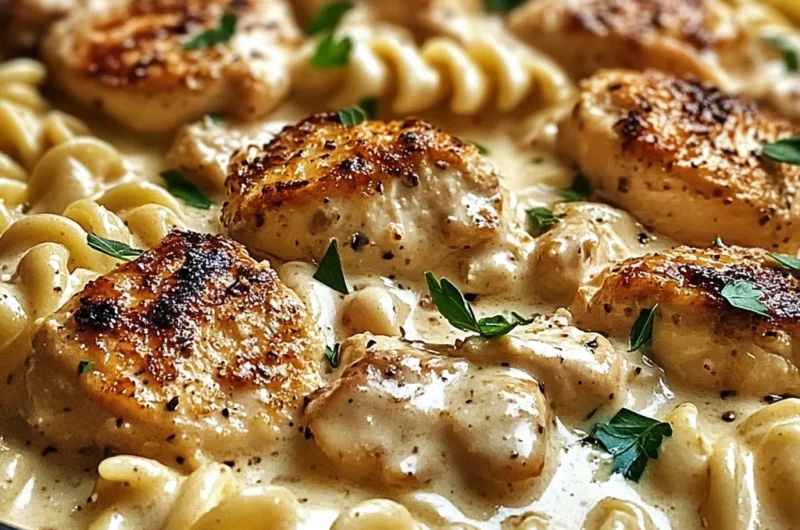 Creamy Garlic Butter Chicken & Rotini In Parmesan Sauce Recipe