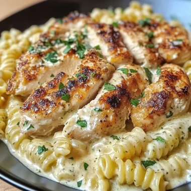 Creamy Garlic Parmesan Chicken with Cheesy Twisted Pasta