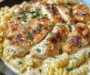 Creamy Garlic Parmesan Chicken with Cheesy Twisted Pasta