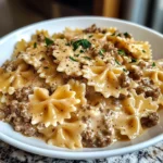 Creamy Parmesan Garlic Beef Bowtie Pasta