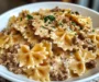 Creamy Parmesan Garlic Beef Bowtie Pasta