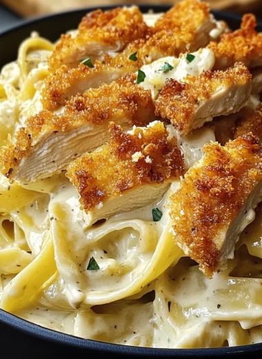 Crispy Chicken Fettuccine Alfredo