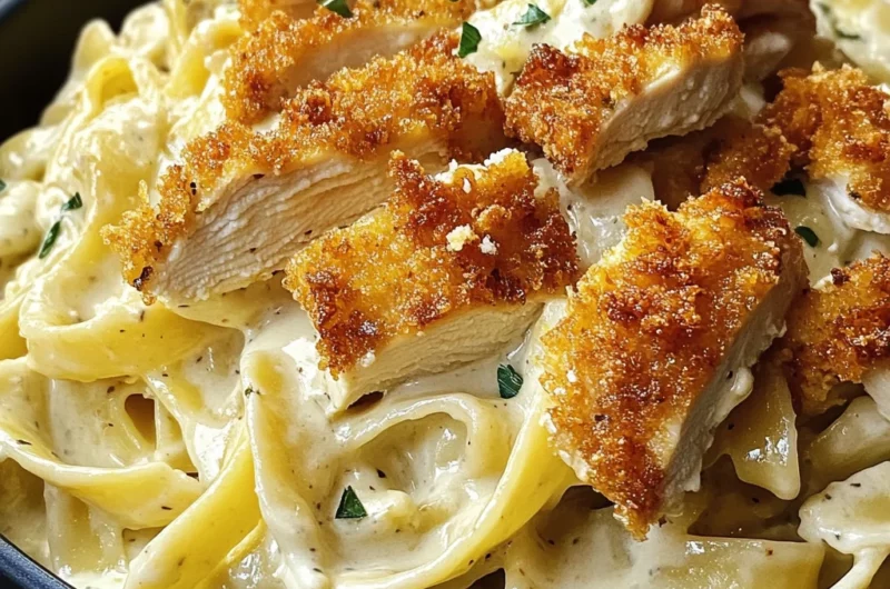 Crispy Chicken Fettuccine Alfredo