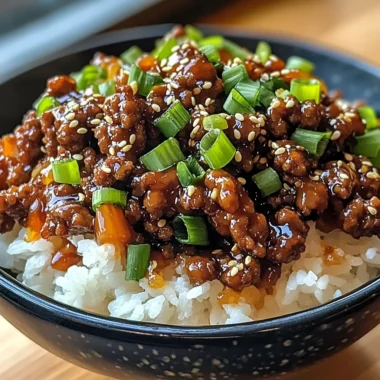 Crispy Honey Garlic Ground Beef Rice Bowl