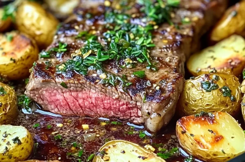 EASY Skillet Garlic Butter Herb Steak and Potatoes Recipe