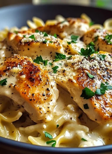 Easy Creamy Garlic Butter Chicken Bowtie Pasta Dinner