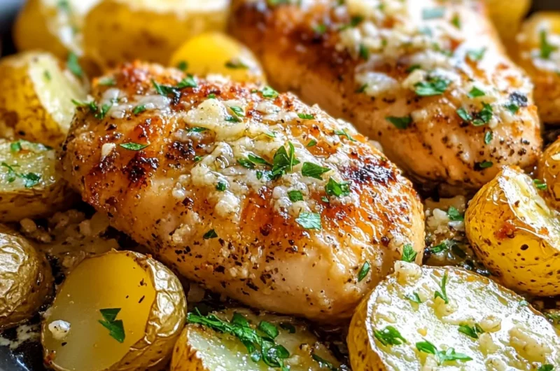 Easy Garlic Parmesan Chicken & Potatoes One Pan Dinner