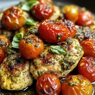 Flavorful Pesto Chicken Recipe with Juicy Cherry Tomatoes Easy and Delicious