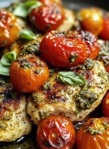Flavorful Pesto Chicken Recipe with Juicy Cherry Tomatoes Easy and Delicious