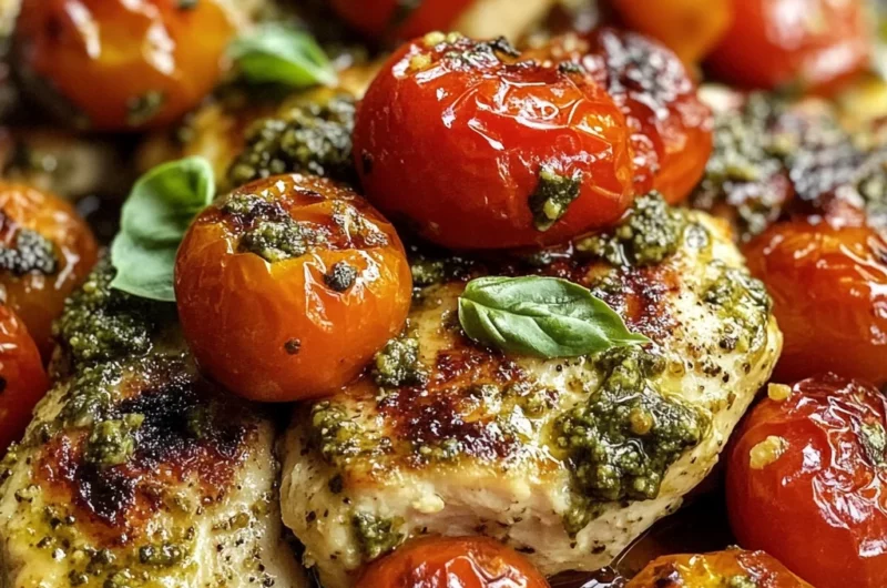 Flavorful Pesto Chicken Recipe with Juicy Cherry Tomatoes Easy and Delicious
