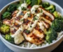 Grilled Chicken Broccoli Bowls with Creamy Garlic Sauce
