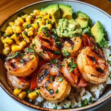 Grilled Shrimp Bowl with Avocado Corn Salsa