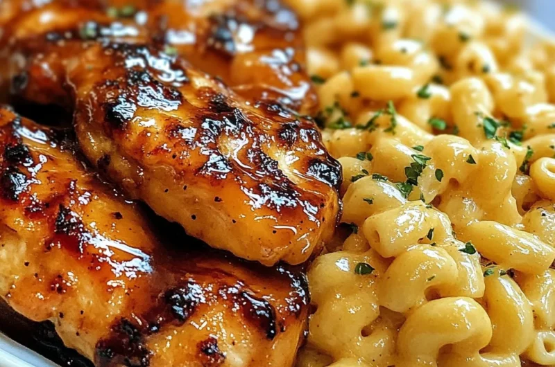 High-Protein Honey Garlic Butter Chicken with Mac & Cheese