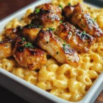 High Protein Honig Knoblauch Butter Hähnchen mit Mac Cheese