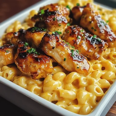 High Protein Honig Knoblauch Butter Hähnchen mit Mac Cheese
