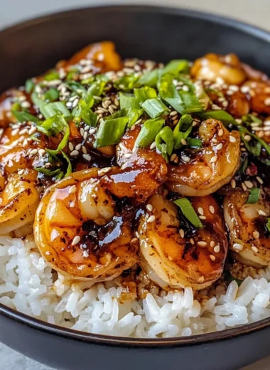 Honey Garlic Shrimp with Glossy Sauce and Charred Edges