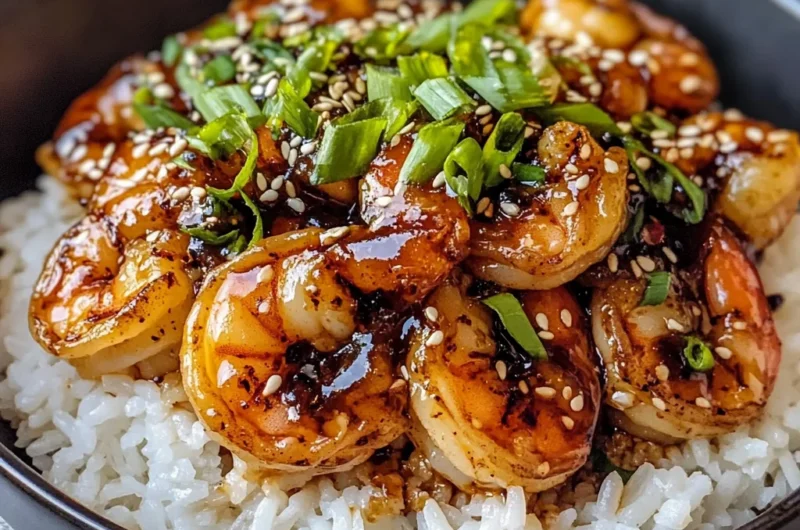 Honey Garlic Shrimp with Glossy Sauce and Charred Edges