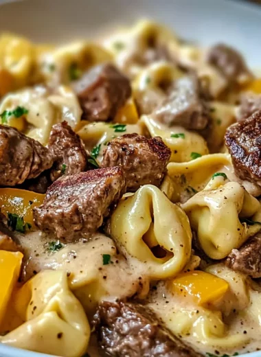 Indulge in Philly Cheesesteak Tortellini Pasta Bliss