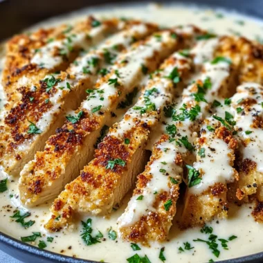 Parmesan Crusted Chicken in Garlic Cream Sauce
