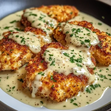 Parmesan Crusted Chicken with Creamy Garlic Sauce